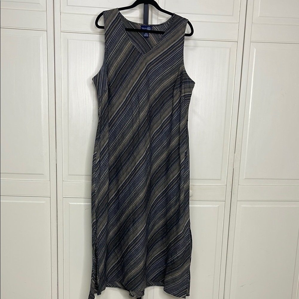 Vtg Venezia Jeans clothing Co Women’s Maxi Dress Sleeveless 22 24 Black Beige